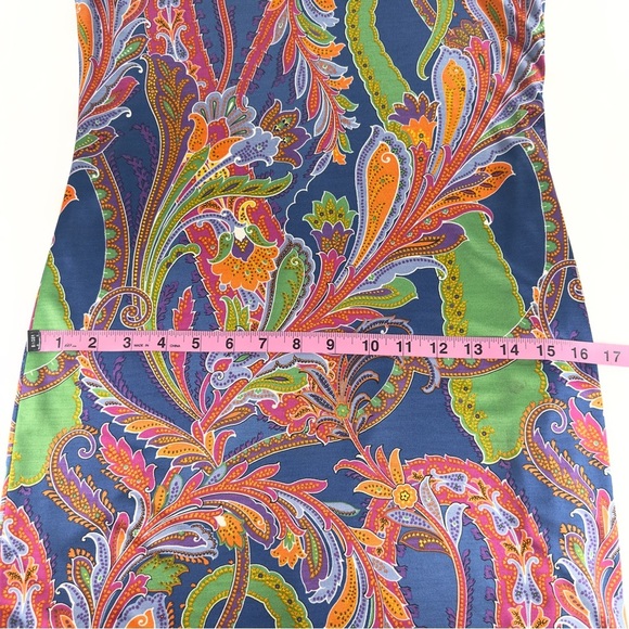 Ralph Lauren Black Label Size 2 Multicolor Paisley 100% Silk Jersey Sheath Dress - Picture 10 of 13